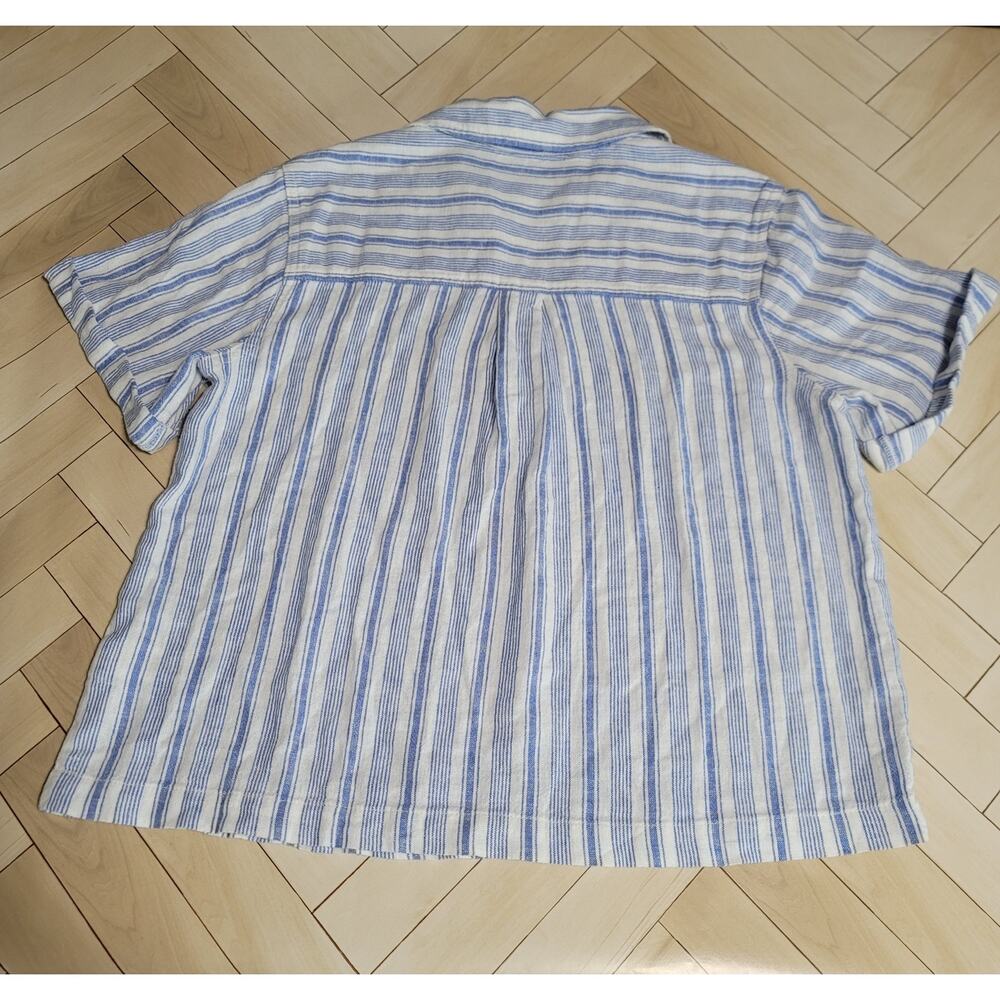 Universal Thread Blue Striped Popover Blouse Line… - image 4
